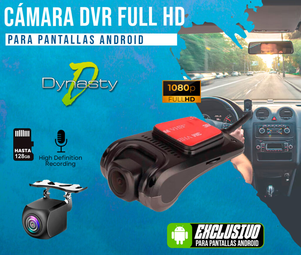 CAMARA DASH DVR 1K FRONTAL + 1080P TRASERA PANTALLA ANDROID MICROFONO 128G MEMOR