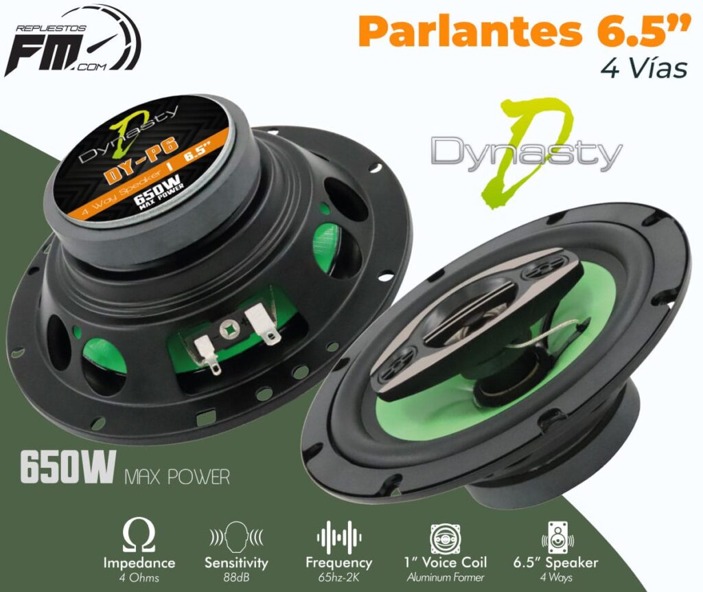PARLANTE 6.5" 4 VIAS 650 WATTS MAX 65 RMS 65HZ-20KHZ