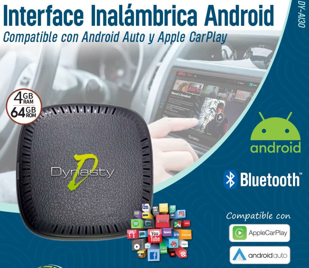 INTERFACE ANDROID 4+64GB PARA CARROS CON CARPLAY WAZE YOUTUBE ADAPTADOR CONVIERT
