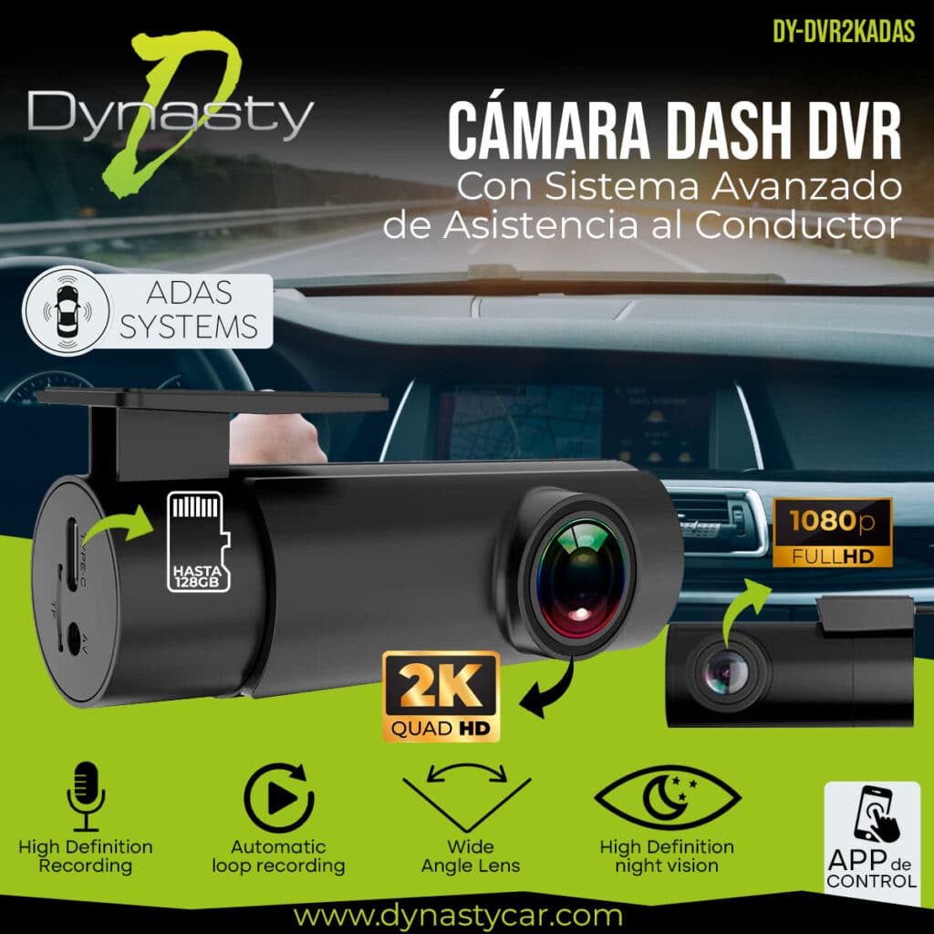 CAMARA DASH DVR 2K FRONTAL + 1K TRASERA ADAS WIFI MICROFONO 128G MEMORY APK APP